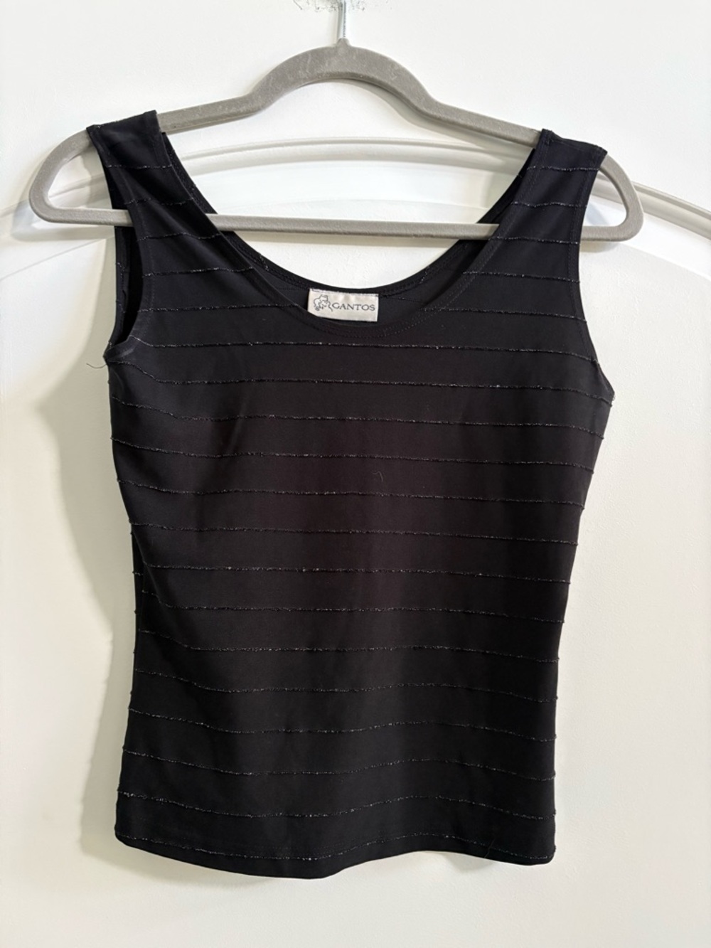 Gantos Black Sleeveless Top with Subtle Metallic Stripes